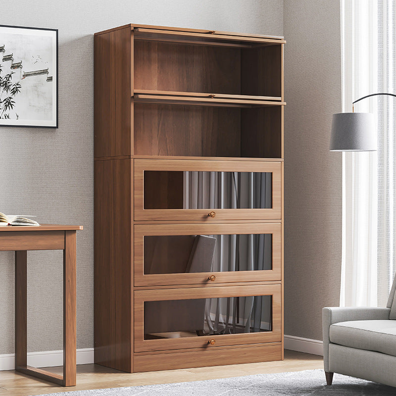 Contemporary Barrister Brown Bookshelf Engineered Wood Closed Back Shelf with Door Clearhalo 'Bookcases' 'furn' 'furn_bookcases' 'Furniture' 'furniture_bookcases' 'kitchen' 'kitchen_bookcases' 'Living Room Furniture' 'Office Furniture' 4670720
