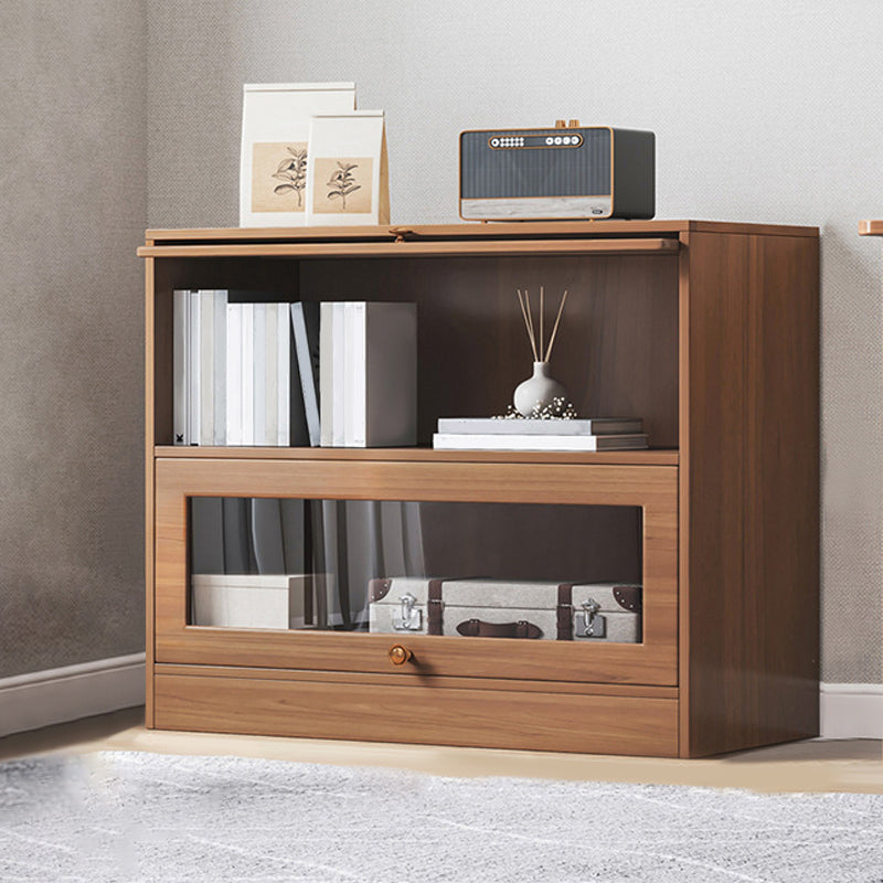 Contemporary Barrister Brown Bookshelf Engineered Wood Closed Back Shelf with Door 31.5"L x 11.8"W x 28.3"H Clearhalo 'Bookcases' 'furn' 'furn_bookcases' 'Furniture' 'furniture_bookcases' 'kitchen' 'kitchen_bookcases' 'Living Room Furniture' 'Office Furniture' 4670722