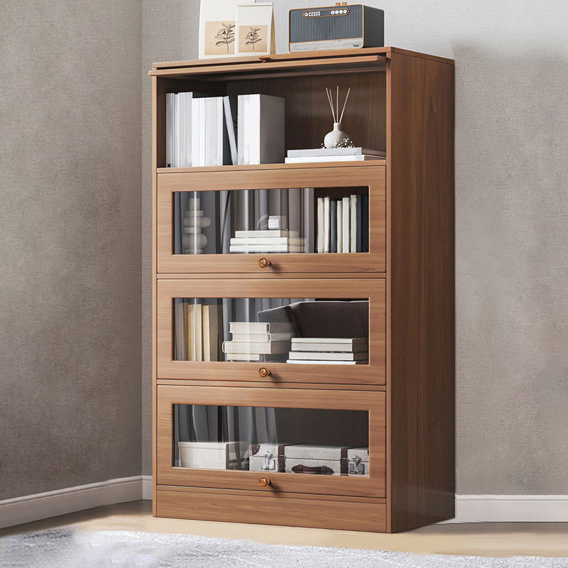 Contemporary Barrister Brown Bookshelf Engineered Wood Closed Back Shelf with Door Clearhalo 'Bookcases' 'furn' 'furn_bookcases' 'Furniture' 'furniture_bookcases' 'kitchen' 'kitchen_bookcases' 'Living Room Furniture' 'Office Furniture' 4670724