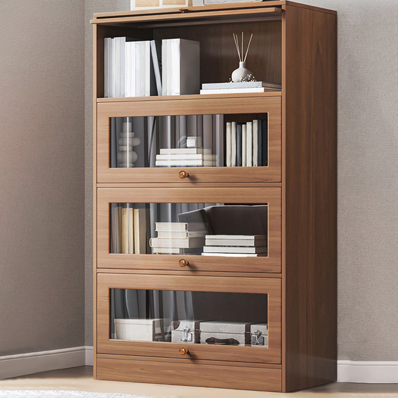 Contemporary Barrister Brown Bookshelf Engineered Wood Closed Back Shelf with Door Clearhalo 'Bookcases' 'furn' 'furn_bookcases' 'Furniture' 'furniture_bookcases' 'kitchen' 'kitchen_bookcases' 'Living Room Furniture' 'Office Furniture' 4670727