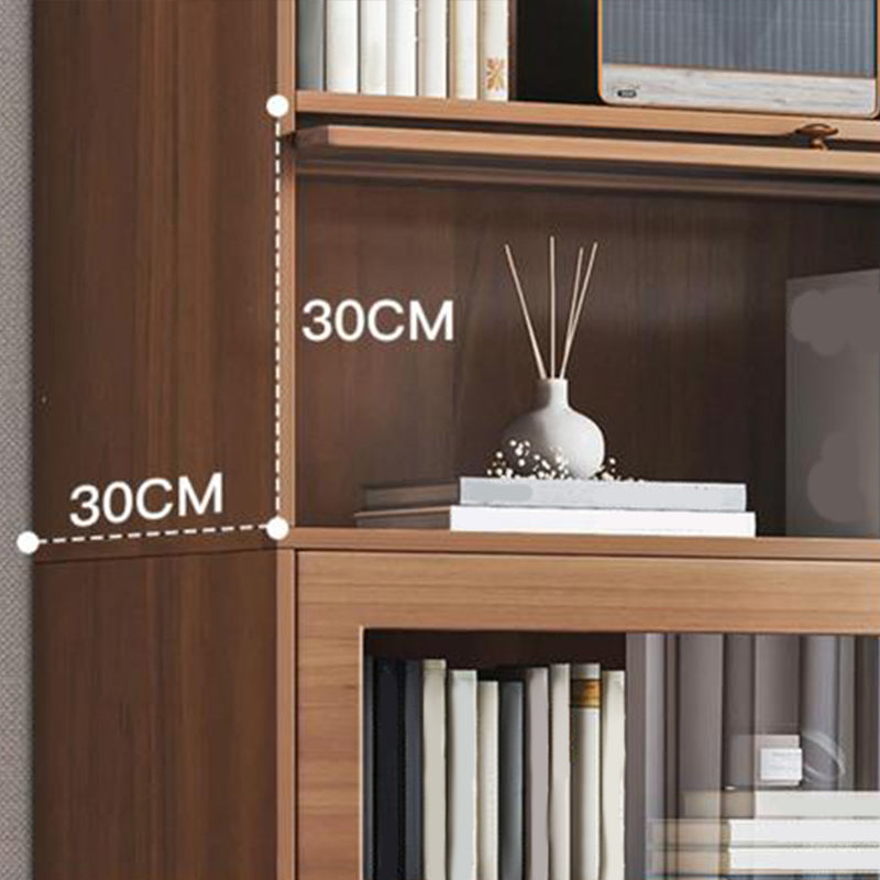 Contemporary Barrister Brown Bookshelf Engineered Wood Closed Back Shelf with Door Clearhalo 'Bookcases' 'furn' 'furn_bookcases' 'Furniture' 'furniture_bookcases' 'kitchen' 'kitchen_bookcases' 'Living Room Furniture' 'Office Furniture' 4670731