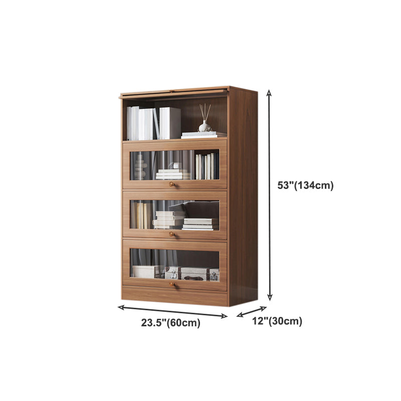 Contemporary Barrister Brown Bookshelf Engineered Wood Closed Back Shelf with Door Clearhalo 'Bookcases' 'furn' 'furn_bookcases' 'Furniture' 'furniture_bookcases' 'kitchen' 'kitchen_bookcases' 'Living Room Furniture' 'Office Furniture' 4670739