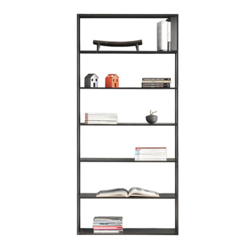 Industrial Style Bookshelf in Black Iron Shelf for Study Room Office with 5 Open Shelves 39"L x 10"W x 71"H Clearhalo 'Bookcases' 'furn' 'furn_bookcases' 'Furniture' 'furniture_bookcases' 'kitchen' 'kitchen_bookcases' 'Living Room Furniture' 'Office Furniture' 4670746