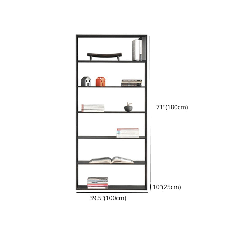 Industrial Style Bookshelf in Black Iron Shelf for Study Room Office with 5 Open Shelves Clearhalo 'Bookcases' 'furn' 'furn_bookcases' 'Furniture' 'furniture_bookcases' 'kitchen' 'kitchen_bookcases' 'Living Room Furniture' 'Office Furniture' 4670753