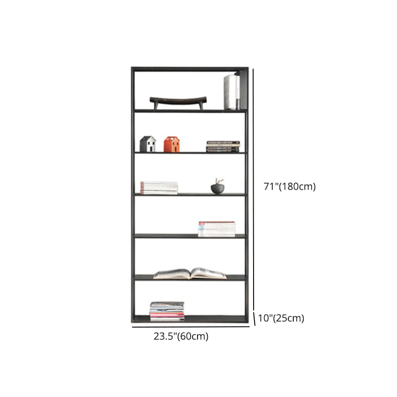 Industrial Style Bookshelf in Black Iron Shelf for Study Room Office with 5 Open Shelves Clearhalo 'Bookcases' 'furn' 'furn_bookcases' 'Furniture' 'furniture_bookcases' 'kitchen' 'kitchen_bookcases' 'Living Room Furniture' 'Office Furniture' 4670756