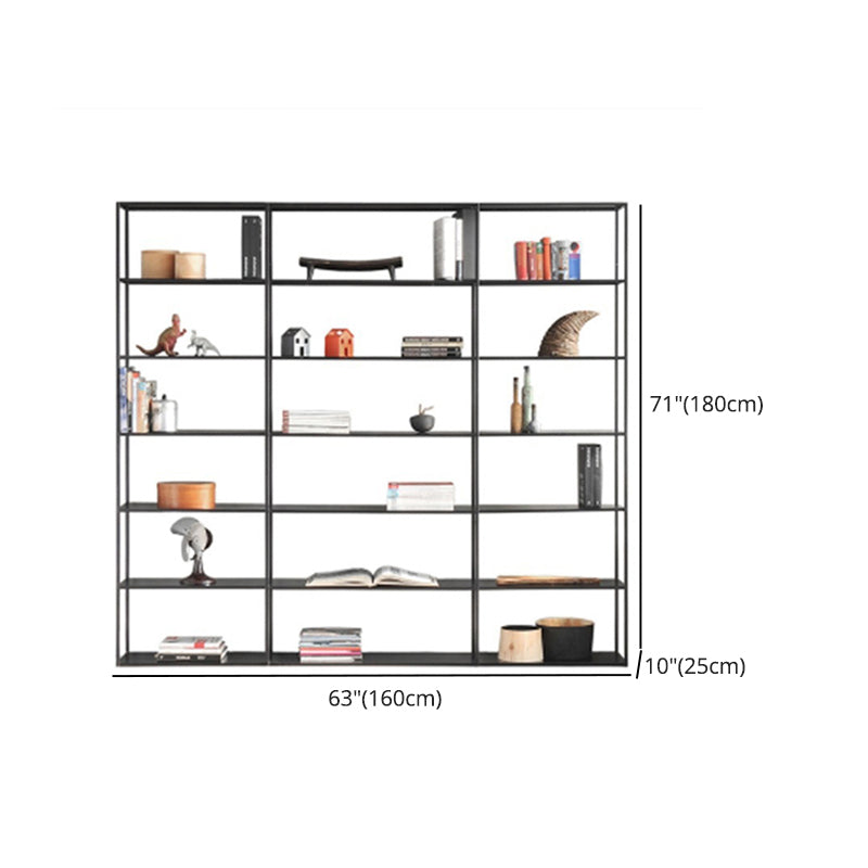 Industrial Style Bookshelf in Black Iron Shelf for Study Room Office with 5 Open Shelves Clearhalo 'Bookcases' 'furn' 'furn_bookcases' 'Furniture' 'furniture_bookcases' 'kitchen' 'kitchen_bookcases' 'Living Room Furniture' 'Office Furniture' 4670757