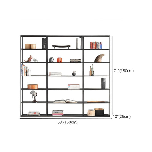 Industrial Style Bookshelf in Black Iron Shelf for Study Room Office with 5 Open Shelves Clearhalo 'Bookcases' 'furn' 'furn_bookcases' 'Furniture' 'furniture_bookcases' 'kitchen' 'kitchen_bookcases' 'Living Room Furniture' 'Office Furniture' 4670757
