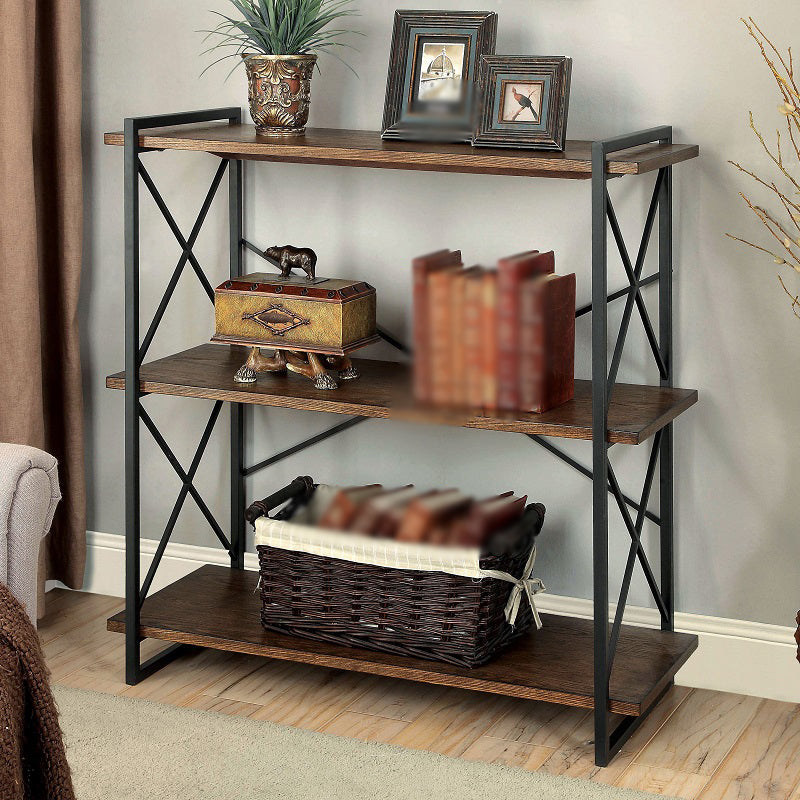 Industrial Open Etagere Bookshelf with Black Iron Frame Solid Wood Shelf Clearhalo 'Bookcases' 'furn' 'furn_bookcases' 'Furniture' 'furniture_bookcases' 'kitchen' 'kitchen_bookcases' 'Living Room Furniture' 'Office Furniture' 4670770