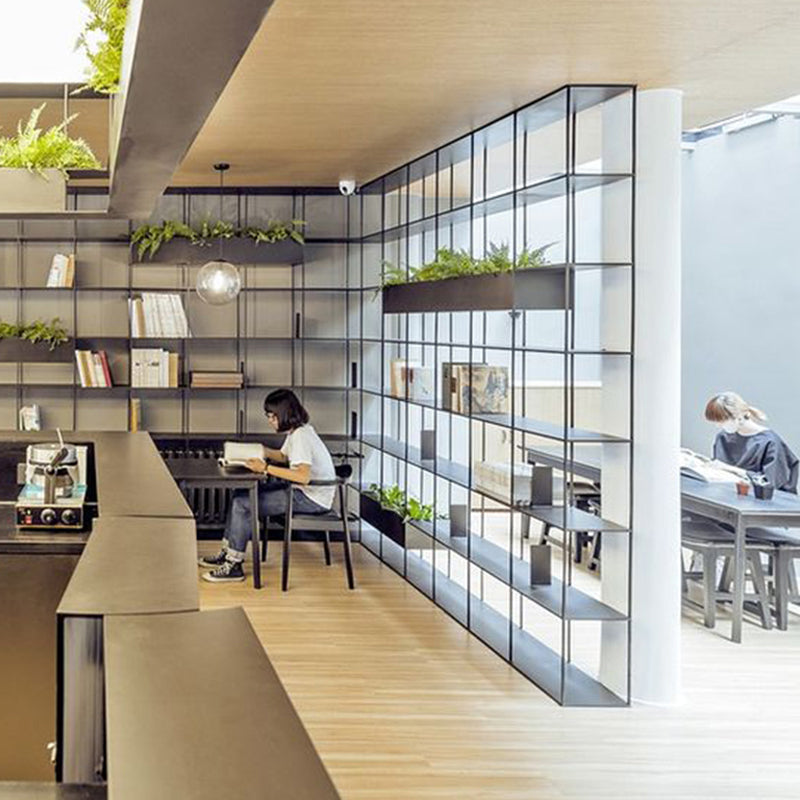 Metal Bookcase Minimalist Book Shelf with Rectangular Shelves Clearhalo 'Bookcases' 'furn' 'furn_bookcases' 'Furniture' 'furniture_bookcases' 'kitchen' 'kitchen_bookcases' 'Living Room Furniture' 'Office Furniture' 4670795