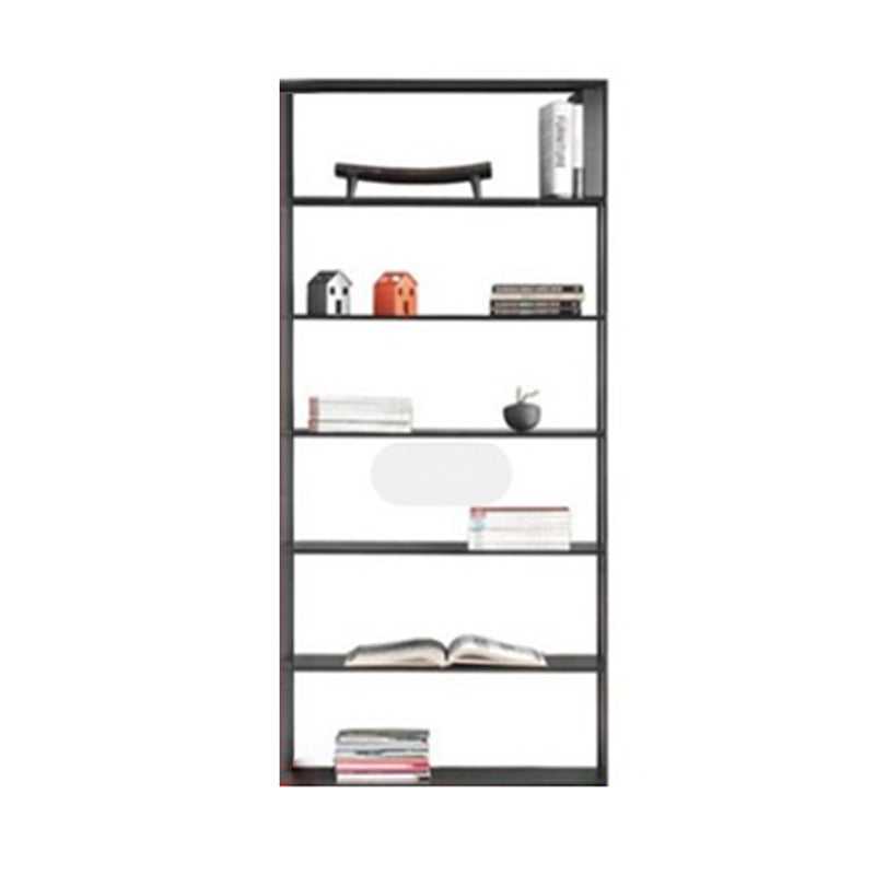 Metal Bookcase Minimalist Book Shelf with Rectangular Shelves 39"L x 10"W x 71"H Black Clearhalo 'Bookcases' 'furn' 'furn_bookcases' 'Furniture' 'furniture_bookcases' 'kitchen' 'kitchen_bookcases' 'Living Room Furniture' 'Office Furniture' 4670798