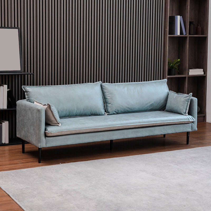 Faux Leather Cushions Sofa 3-Seat 30.7" High Square Arm Loveseat Mint Green Clearhalo 'furn' 'furn_sofas' 'Furniture' 'furniture_sofas' 'kitchen' 'kitchen_sofas' 'Living Room Furniture' 'Sofa' 'sofas' 4670824