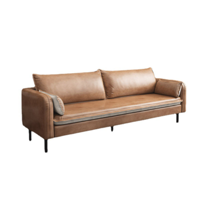 Faux Leather Cushions Sofa 3-Seat 30.7" High Square Arm Loveseat Brown Clearhalo 'furn' 'furn_sofas' 'Furniture' 'furniture_sofas' 'kitchen' 'kitchen_sofas' 'Living Room Furniture' 'Sofa' 'sofas' 4670826