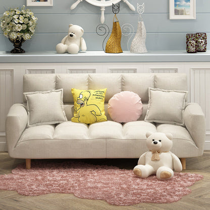 Modern Fabric Square Arm Sofa Standard Biscuit Back 4 Wood Legs Sofa Off-White 26"H x 45"L x 18"W Clearhalo 'Furniture' 'furniture_sofas' 'kitchen' 'kitchen_sofas' 'Living Room Furniture' 'Sofa' 'sofas' 4670836