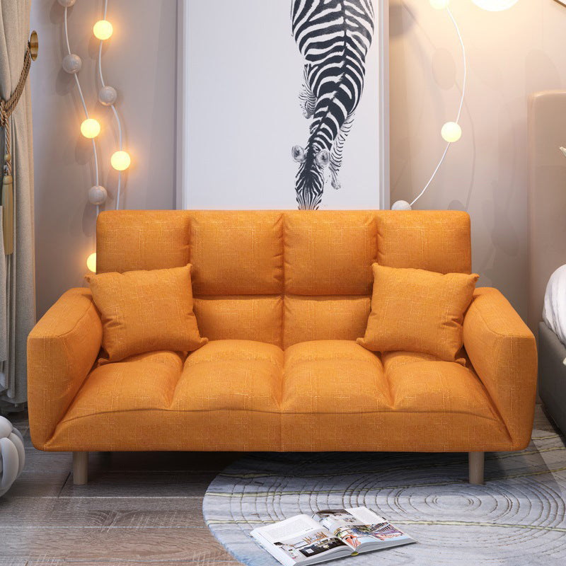 Modern Fabric Square Arm Sofa Standard Biscuit Back 4 Wood Legs Sofa Orange 26"H x 45"L x 18"W Clearhalo 'Furniture' 'furniture_sofas' 'kitchen' 'kitchen_sofas' 'Living Room Furniture' 'Sofa' 'sofas' 4670844
