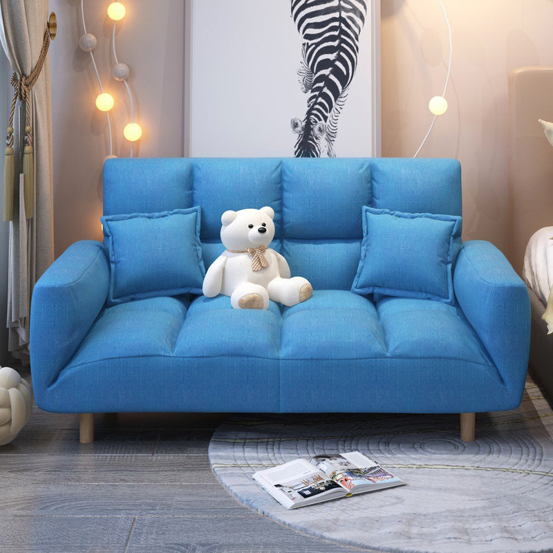 Modern Fabric Square Arm Sofa Standard Biscuit Back 4 Wood Legs Sofa Blue Clearhalo 'Furniture' 'furniture_sofas' 'kitchen' 'kitchen_sofas' 'Living Room Furniture' 'Sofa' 'sofas' 4670849