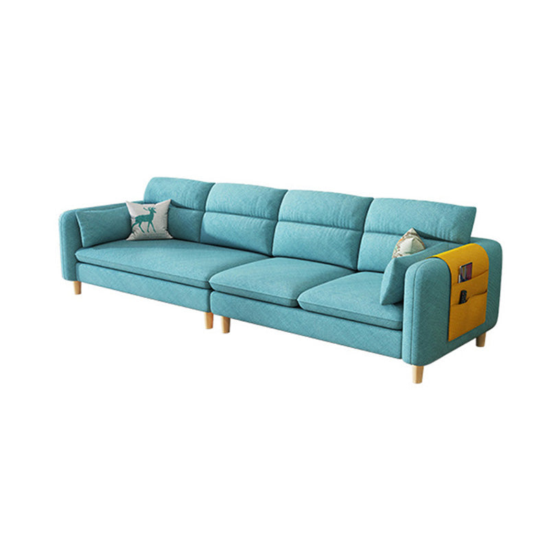4-Seater Square Arm Sofa 92.1"/106.3" Wide Cushions Extra Long Slipcovered Sofa Clearhalo 'furn' 'furn_sofas' 'Furniture' 'furniture_sofas' 'kitchen' 'kitchen_sofas' 'Living Room Furniture' 'Sofa' 'sofas' 4670859
