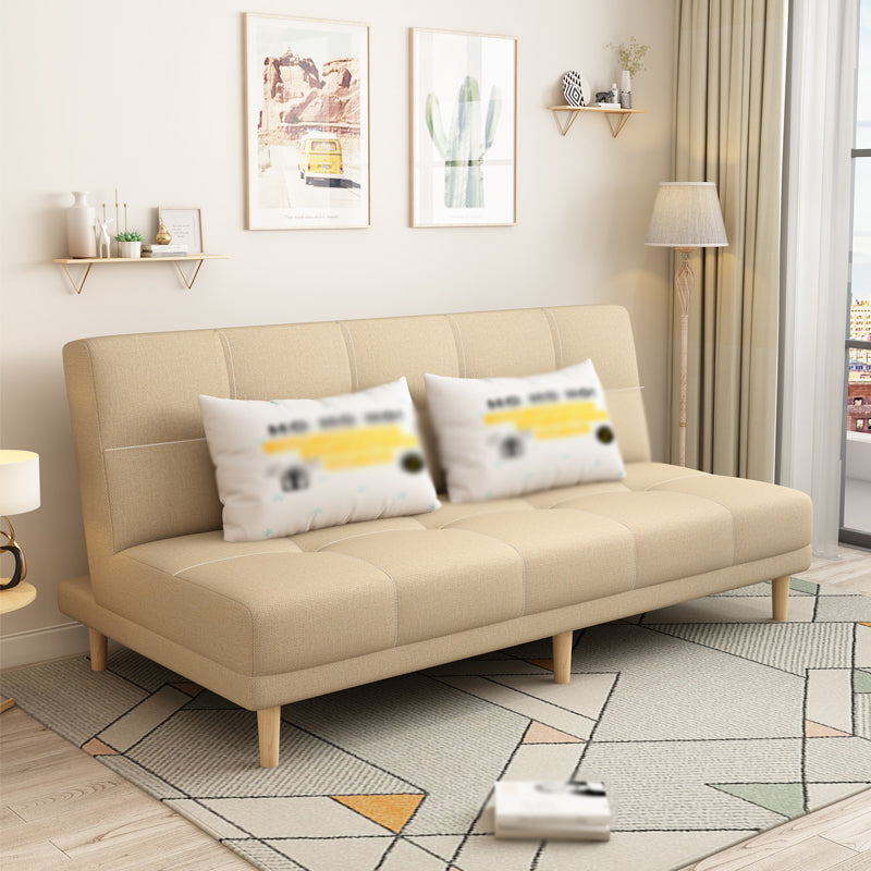 Armless Settee 27.55" W Modern Convertible Sleeper Sofa for Living Room Beige Clearhalo 'furn' 'furn_sofas' 'Furniture' 'furniture_sofas' 'kitchen' 'kitchen_sofas' 'Living Room Furniture' 'Sofa' 'sofas' 4670896