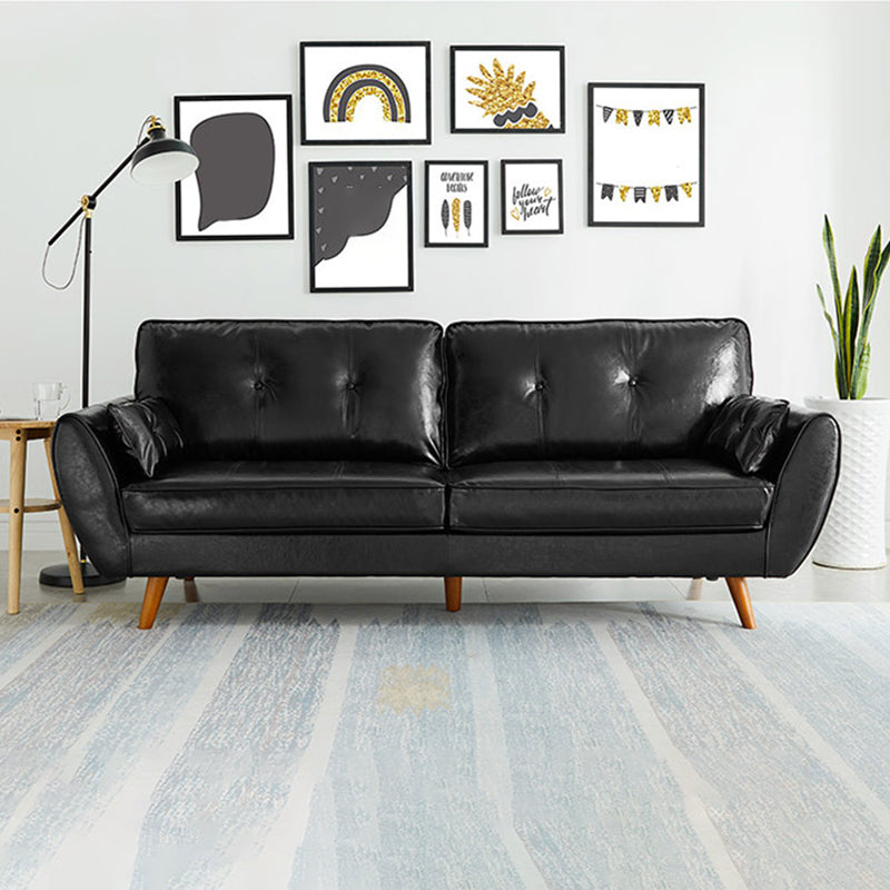 Contemporary Faux Leather Sofa Flared Arm Button-tufted Loose Back Sofa for Living Room Clearhalo 'furn' 'furn_sofas' 'Furniture' 'furniture_sofas' 'kitchen' 'kitchen_sofas' 'Living Room Furniture' 'Sofa' 'sofas' 4670910