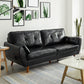 Contemporary Faux Leather Sofa Flared Arm Button-tufted Loose Back Sofa for Living Room 57"L x 33"W x 33.5"H Black Clearhalo 'furn' 'furn_sofas' 'Furniture' 'furniture_sofas' 'kitchen' 'kitchen_sofas' 'Living Room Furniture' 'Sofa' 'sofas' 4670916
