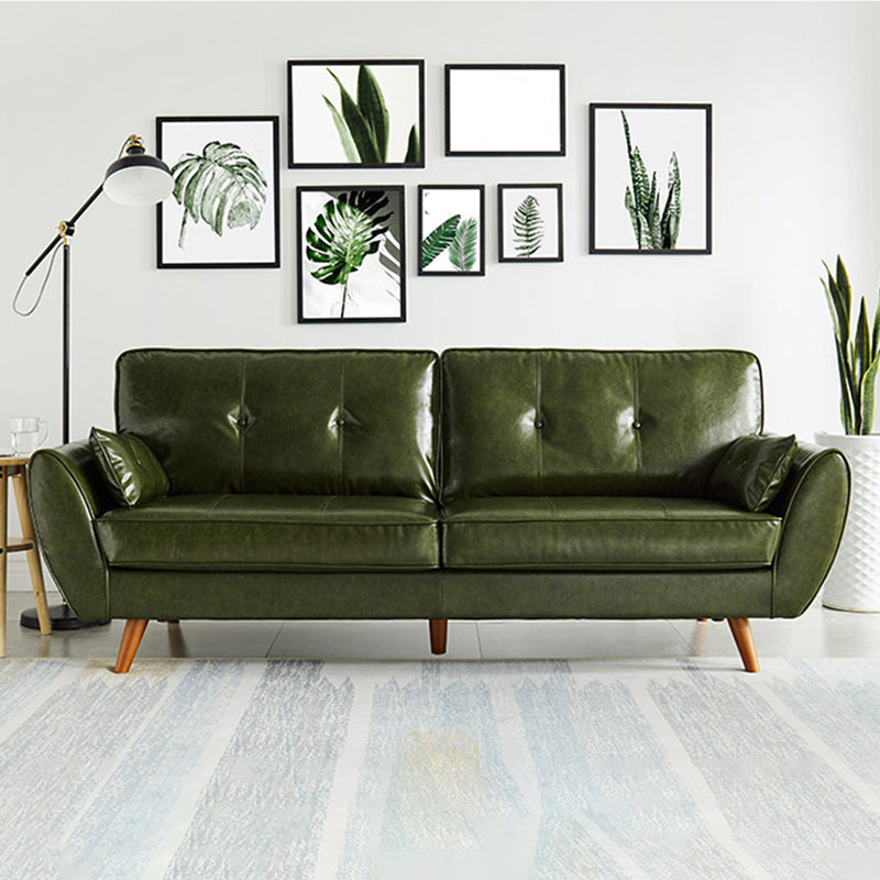 Contemporary Faux Leather Sofa Flared Arm Button-tufted Loose Back Sofa for Living Room Clearhalo 'furn' 'furn_sofas' 'Furniture' 'furniture_sofas' 'kitchen' 'kitchen_sofas' 'Living Room Furniture' 'Sofa' 'sofas' 4670917