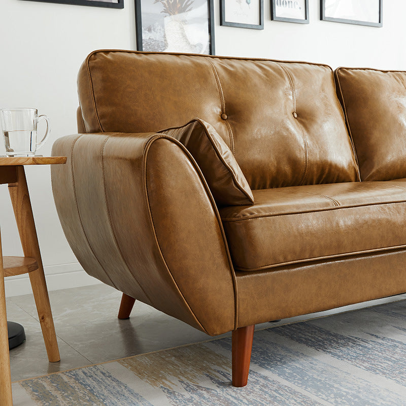Contemporary Faux Leather Sofa Flared Arm Button-tufted Loose Back Sofa for Living Room Clearhalo 'furn' 'furn_sofas' 'Furniture' 'furniture_sofas' 'kitchen' 'kitchen_sofas' 'Living Room Furniture' 'Sofa' 'sofas' 4670920