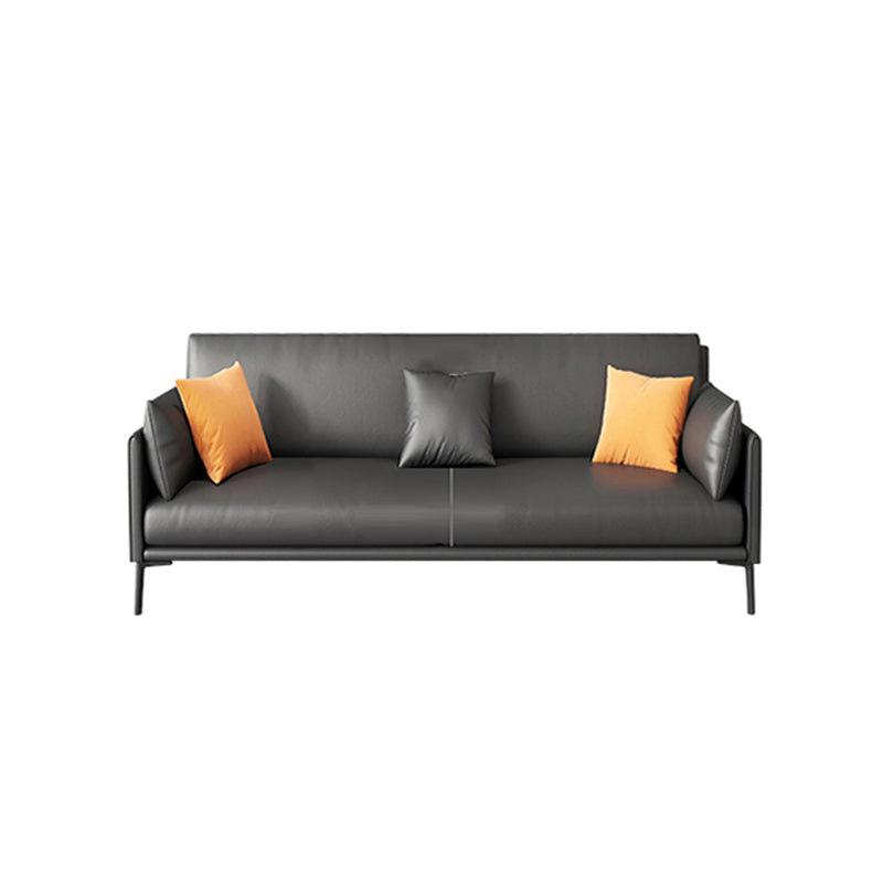 32.28" H Scandinavian Standard Square Arm Sofa with Pillow Back in Brown Finish 61"L x 33"W x 32"H Clearhalo 'furn' 'furn_sofas' 'Furniture' 'furniture_sofas' 'kitchen' 'kitchen_sofas' 'Living Room Furniture' 'Sofa' 'sofas' 4670934