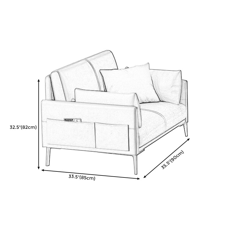 32.28" H Scandinavian Standard Square Arm Sofa with Pillow Back in Brown Finish Clearhalo 'furn' 'furn_sofas' 'Furniture' 'furniture_sofas' 'kitchen' 'kitchen_sofas' 'Living Room Furniture' 'Sofa' 'sofas' 4670936