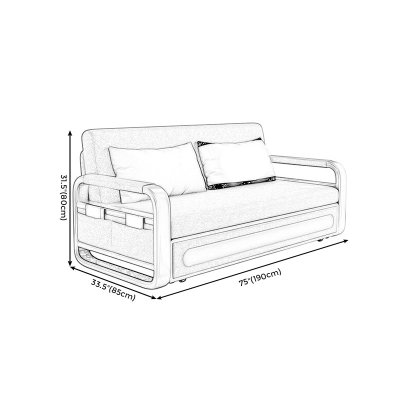 Faux Leather Metal Arm Convertible Futon Sofa Bed Tight Back Loveseat Clearhalo 'furn' 'furn_sofas' 'Furniture' 'furniture_sofas' 'kitchen' 'kitchen_sofas' 'Living Room Furniture' 'Sofa' 'sofas' 4670951