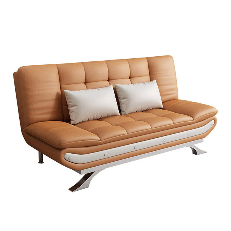 Modern Armless Sofa Faux Leather 35"W Modern Sofa for Living Room 47"L x 33.5"W x 35.5"H Brown Clearhalo 'furn' 'furn_sofas' 'Furniture' 'furniture_sofas' 'kitchen' 'kitchen_sofas' 'Living Room Furniture' 'Sofa' 'sofas' 4670956