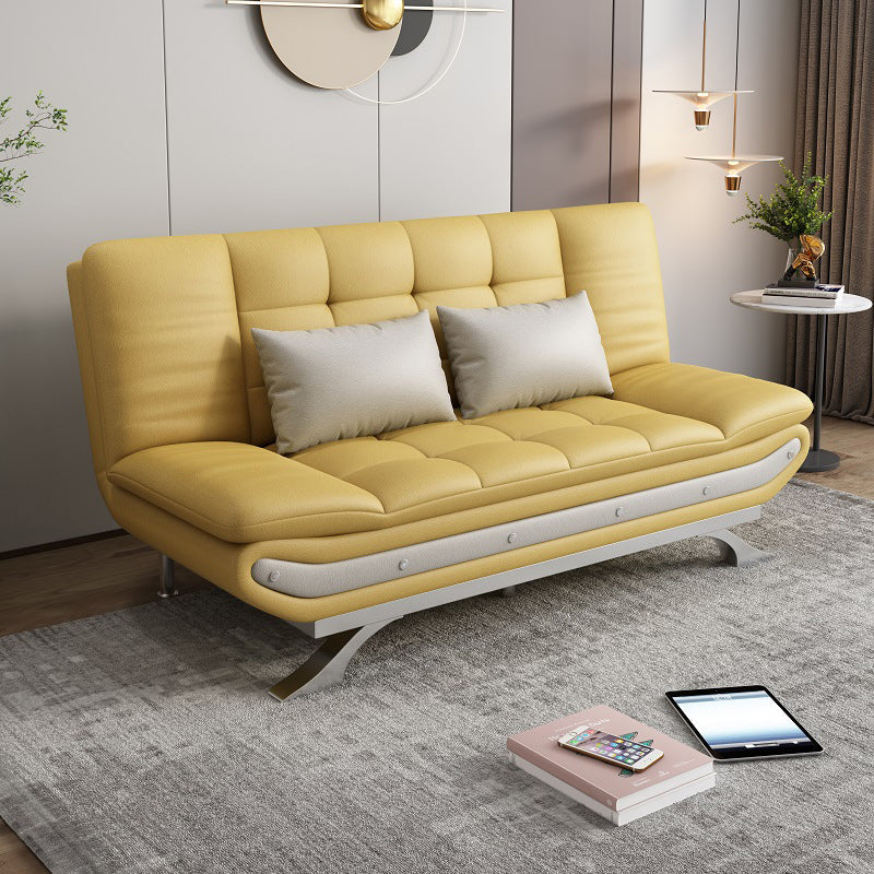 Modern Armless Sofa Faux Leather 35"W Modern Sofa for Living Room Yellow Clearhalo 'furn' 'furn_sofas' 'Furniture' 'furniture_sofas' 'kitchen' 'kitchen_sofas' 'Living Room Furniture' 'Sofa' 'sofas' 4670959