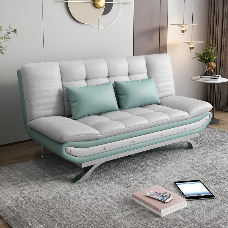 Modern Armless Sofa Faux Leather 35"W Modern Sofa for Living Room Light Green Clearhalo 'furn' 'furn_sofas' 'Furniture' 'furniture_sofas' 'kitchen' 'kitchen_sofas' 'Living Room Furniture' 'Sofa' 'sofas' 4670961