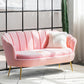 30.7"H Scandinavian Velvet/ Faux Leather Armless Curved Loveseat Sofa Pink Velvet Clearhalo 'furn' 'furn_sofas' 'Furniture' 'furniture_sofas' 'kitchen' 'kitchen_sofas' 'Living Room Furniture' 'Sofa' 'sofas' 4670968