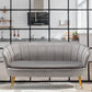 30.7"H Scandinavian Velvet/ Faux Leather Armless Curved Loveseat Sofa Grey Faux Leather Clearhalo 'furn' 'furn_sofas' 'Furniture' 'furniture_sofas' 'kitchen' 'kitchen_sofas' 'Living Room Furniture' 'Sofa' 'sofas' 4670974
