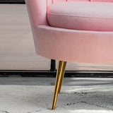 30.7"H Scandinavian Velvet/ Faux Leather Armless Curved Loveseat Sofa Clearhalo 'furn' 'furn_sofas' 'Furniture' 'furniture_sofas' 'kitchen' 'kitchen_sofas' 'Living Room Furniture' 'Sofa' 'sofas' 4670979