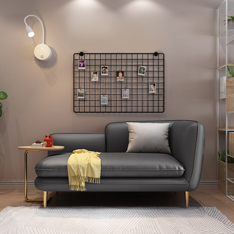 Linen/faux Leather Modern Sofa 31"W Square Arm Tight Back Sofa for Living Room Dark Gray Faux Leather Clearhalo 'furn' 'furn_sofas' 'Furniture' 'furniture_sofas' 'kitchen' 'kitchen_sofas' 'Living Room Furniture' 'Sofa' 'sofas' 4671012