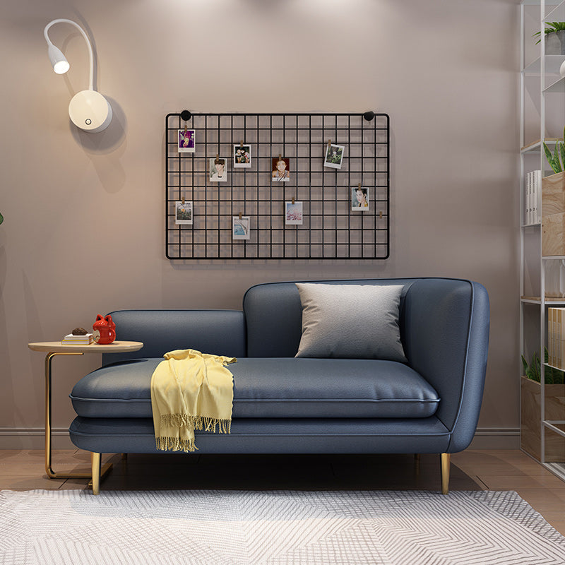 Linen/faux Leather Modern Sofa 31"W Square Arm Tight Back Sofa for Living Room Blue Faux Leather Clearhalo 'furn' 'furn_sofas' 'Furniture' 'furniture_sofas' 'kitchen' 'kitchen_sofas' 'Living Room Furniture' 'Sofa' 'sofas' 4671014