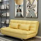 Armless 38"High Faux Leather Convertible Biscuit Back Sofa. Living Room Yellow Clearhalo 'furn' 'furn_sofas' 'Furniture' 'furniture_sofas' 'kitchen' 'kitchen_sofas' 'Living Room Furniture' 'Sofa' 'sofas' 4671023