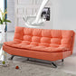 74.80" W √ó 33.46" D √ó 35.43" H Biscuit Back Velvet Armless Sofa with Foldable Orange Clearhalo 'furn' 'furn_sofas' 'Furniture' 'furniture_sofas' 'kitchen' 'kitchen_sofas' 'Living Room Furniture' 'Sofa' 'sofas' 4671027