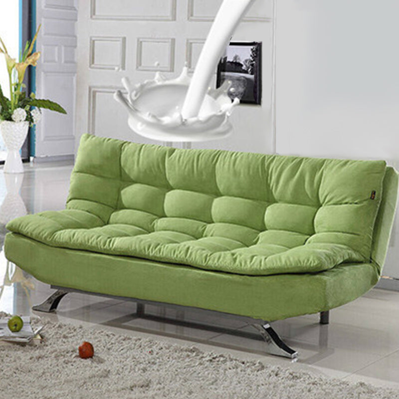 74.80" W √ó 33.46" D √ó 35.43" H Biscuit Back Velvet Armless Sofa with Foldable Green Clearhalo 'furn' 'furn_sofas' 'Furniture' 'furniture_sofas' 'kitchen' 'kitchen_sofas' 'Living Room Furniture' 'Sofa' 'sofas' 4671028