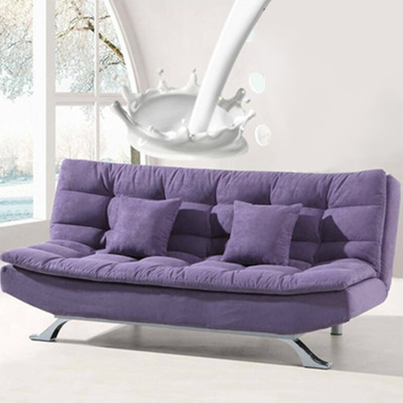 74.80" W √ó 33.46" D √ó 35.43" H Biscuit Back Velvet Armless Sofa with Foldable Purple Clearhalo 'furn' 'furn_sofas' 'Furniture' 'furniture_sofas' 'kitchen' 'kitchen_sofas' 'Living Room Furniture' 'Sofa' 'sofas' 4671030