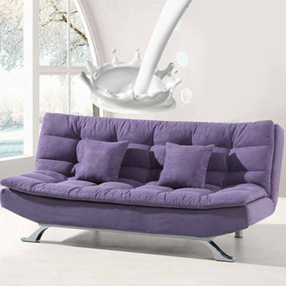 74.80" W √ó 33.46" D √ó 35.43" H Biscuit Back Velvet Armless Sofa with Foldable Purple Clearhalo 'furn' 'furn_sofas' 'Furniture' 'furniture_sofas' 'kitchen' 'kitchen_sofas' 'Living Room Furniture' 'Sofa' 'sofas' 4671030