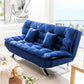 74.80" W √ó 33.46" D √ó 35.43" H Biscuit Back Velvet Armless Sofa with Foldable Blue Clearhalo 'furn' 'furn_sofas' 'Furniture' 'furniture_sofas' 'kitchen' 'kitchen_sofas' 'Living Room Furniture' 'Sofa' 'sofas' 4671031