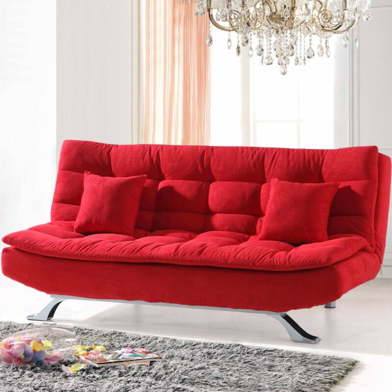 74.80" W √ó 33.46" D √ó 35.43" H Biscuit Back Velvet Armless Sofa with Foldable Red Clearhalo 'furn' 'furn_sofas' 'Furniture' 'furniture_sofas' 'kitchen' 'kitchen_sofas' 'Living Room Furniture' 'Sofa' 'sofas' 4671038