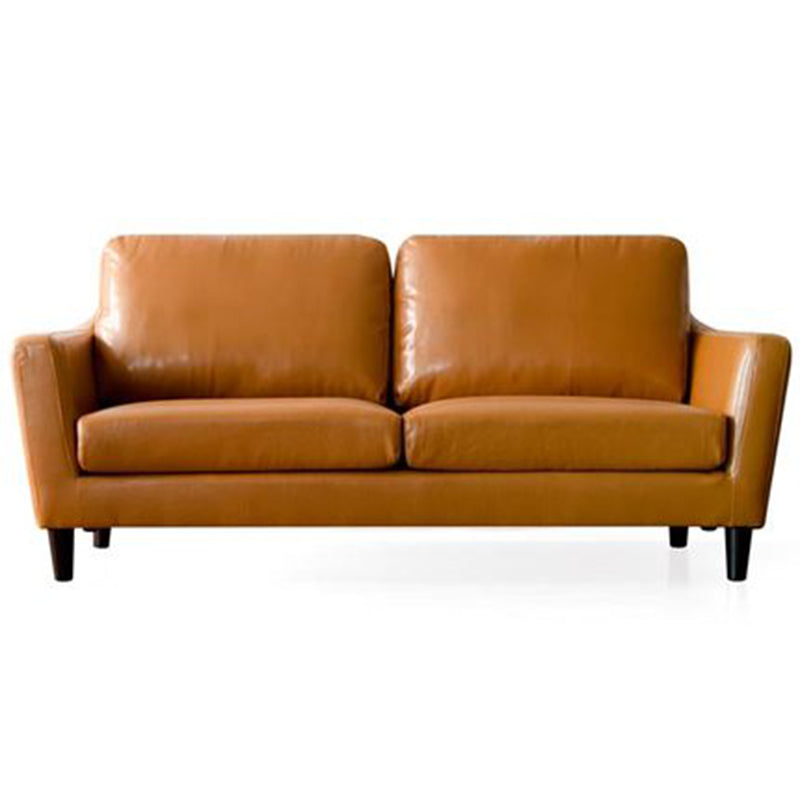 Transitional Faux Leather Flared Arm Sofa with 2 Pillows for Living Room 59"L x 33.5"W x 30"H Coffee Clearhalo 'furn' 'furn_sofas' 'Furniture' 'furniture_sofas' 'kitchen' 'kitchen_sofas' 'Living Room Furniture' 'Sofa' 'sofas' 4671045