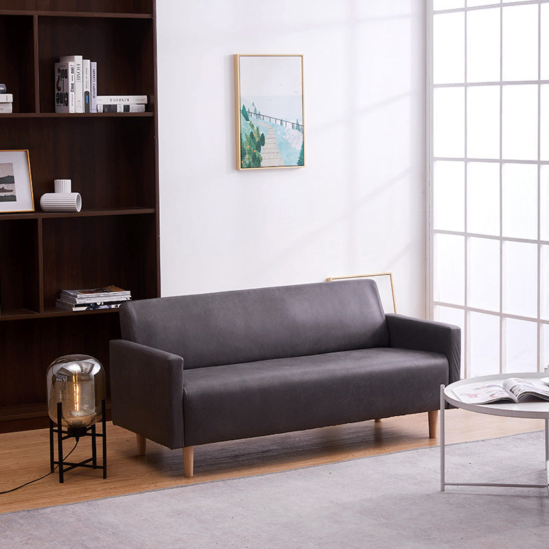 Modern 4 Wood Legs Standard Sofa Square Arm Sofa for Living Room Dark Gray 27.5"H x 59"L x 24"W Clearhalo 'Furniture' 'furniture_sofas' 'kitchen' 'kitchen_sofas' 'Living Room Furniture' 'Sofa' 'sofas' 4671055