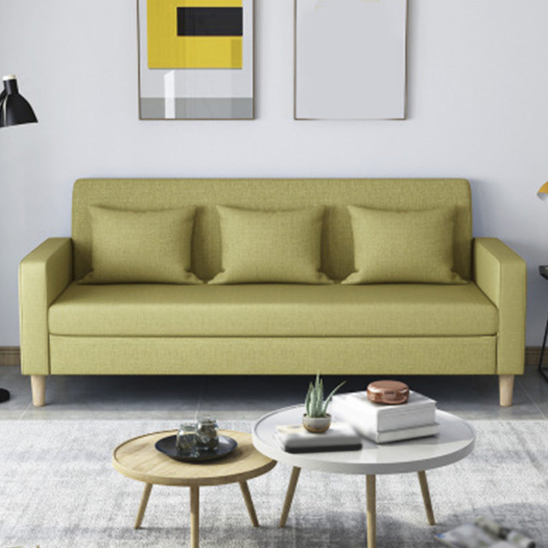 3-Seater Square Arm Sofa Scandinavian 59.06"/70.87" Linen Sofa with Pillows Green Clearhalo 'furn' 'furn_sofas' 'Furniture' 'furniture_sofas' 'kitchen' 'kitchen_sofas' 'Living Room Furniture' 'Sofa' 'sofas' 4671069