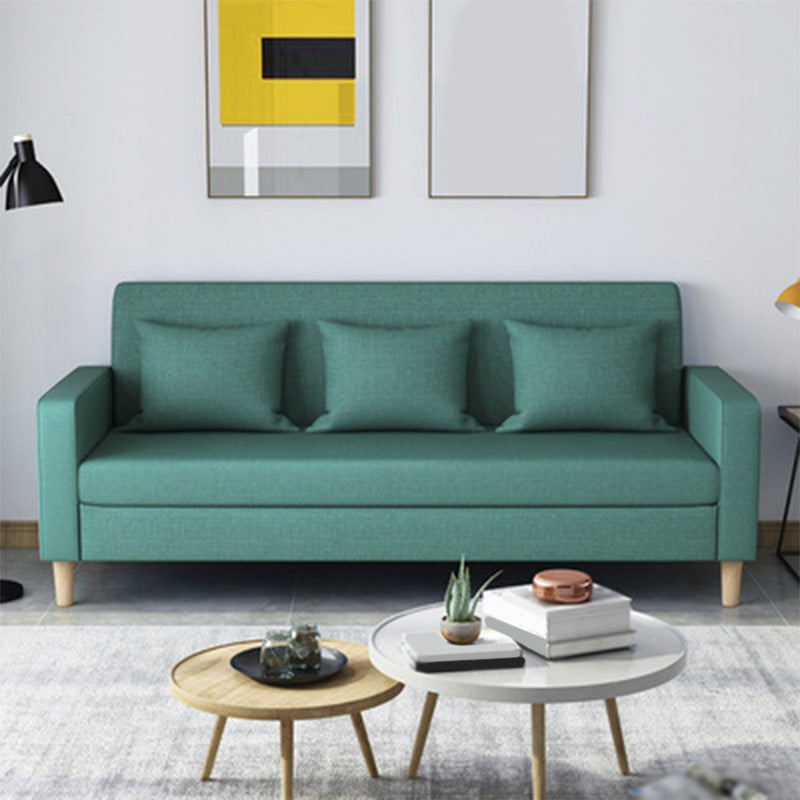 3-Seater Square Arm Sofa Scandinavian 59.06"/70.87" Linen Sofa with Pillows Blackish Green Clearhalo 'furn' 'furn_sofas' 'Furniture' 'furniture_sofas' 'kitchen' 'kitchen_sofas' 'Living Room Furniture' 'Sofa' 'sofas' 4671070