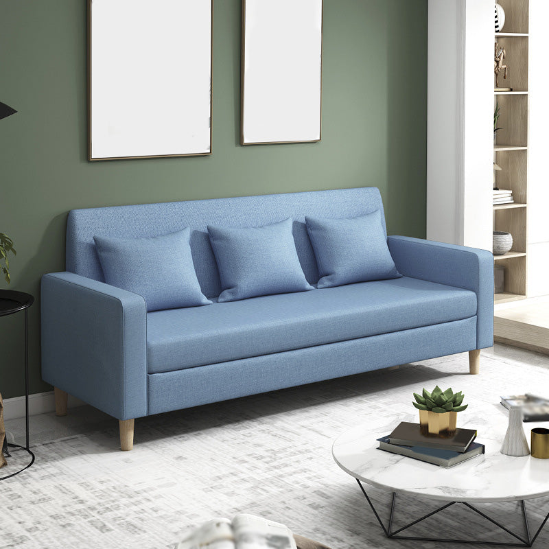 3-Seater Square Arm Sofa Scandinavian 59.06"/70.87" Linen Sofa with Pillows Clearhalo 'furn' 'furn_sofas' 'Furniture' 'furniture_sofas' 'kitchen' 'kitchen_sofas' 'Living Room Furniture' 'Sofa' 'sofas' 4671072