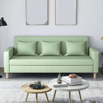 3-Seater Square Arm Sofa Scandinavian 59.06"/70.87" Linen Sofa with Pillows Mint Green Clearhalo 'furn' 'furn_sofas' 'Furniture' 'furniture_sofas' 'kitchen' 'kitchen_sofas' 'Living Room Furniture' 'Sofa' 'sofas' 4671076