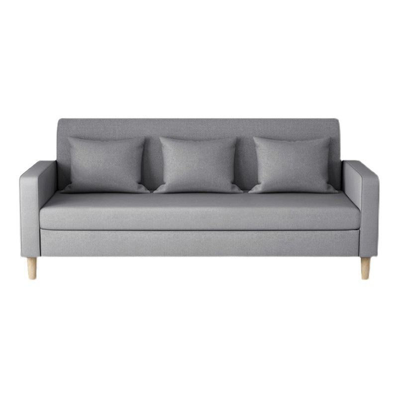 3-Seater Square Arm Sofa Scandinavian 59.06"/70.87" Linen Sofa with Pillows Clearhalo 'furn' 'furn_sofas' 'Furniture' 'furniture_sofas' 'kitchen' 'kitchen_sofas' 'Living Room Furniture' 'Sofa' 'sofas' 4671078
